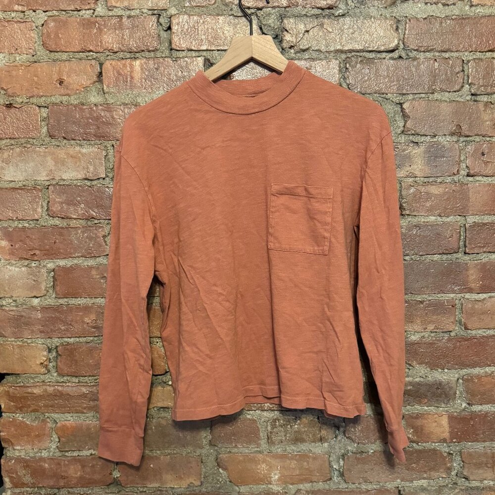 Madewell Cropped longsleeve orange pocket tee